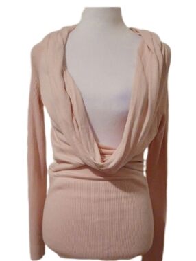 << Cache Light Pink Draped Cowl Neck Women's Sweater